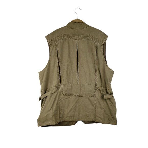 Eddie Bauer Utility Vest Cargo Heavyweight Cotton Olive Safari Photographer XL - Picture 2 of 9
